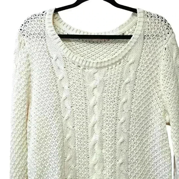 BB Dakota Women's Cable Knit Sweater Off White Color Size Large #029 - Picture 3 of 5